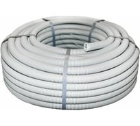 Гибкая гофрированная труба EKF ПВХ d16мм, тяжёлая, с протяжкой, 100м, цвет серый tg-z-16-t