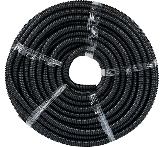 Гофрированная труба EKF ПНД Plast PROxima, с зондом, d25мм, черная tpnd-25-25m
