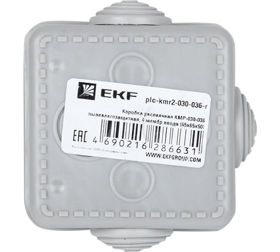 Распределительная коробка EKF PROxima КМР-030-036 пылевлагозащитная, 4 мембранных ввода 65х65х50 розничный стикер plc-kmr2-030-036-r