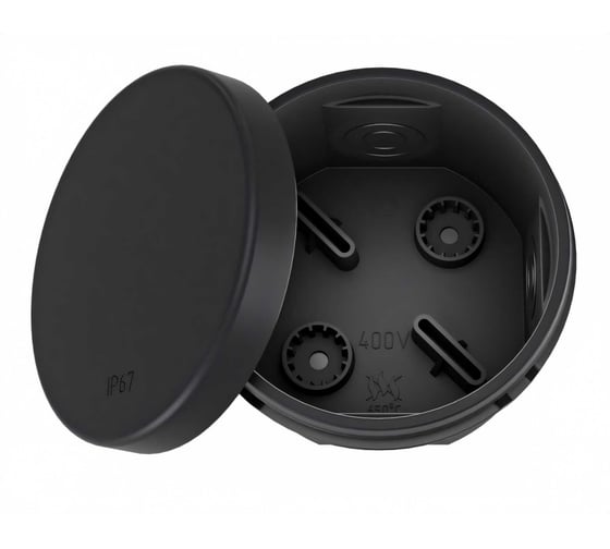 Коробка распределительная GREENEL о/п, 2К, HF, УФ D75x40мм IP67 черный GE42437-05