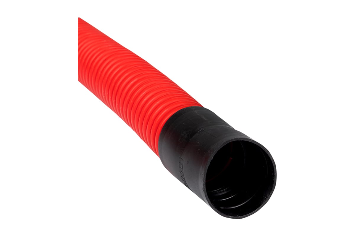 Гофрированная двустенная гибкая труба с протяжкой EKF ПНД d=40, красная .