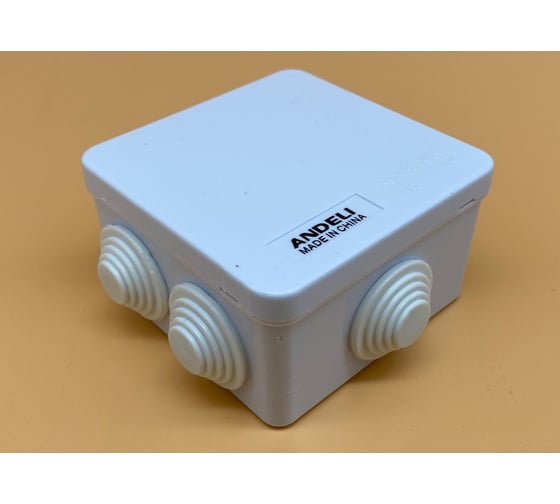 Распаячная коробка с крышкой ANDELI 85x85x50 на 7 входов (с сальниками) IP55 ADL18-600
