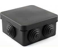 Коробка распределительная для открытой проводки Промрукав безгалогенная (HF), черная, 80x80x40 40-0210-9005м