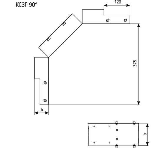 Лоток замковый глухой АО "КЗЭМИ" КСЗГ 600x80-90 УТ1,5 для поворота трассы вниз на 90, горячее цинкование, S1,5 П0000024194