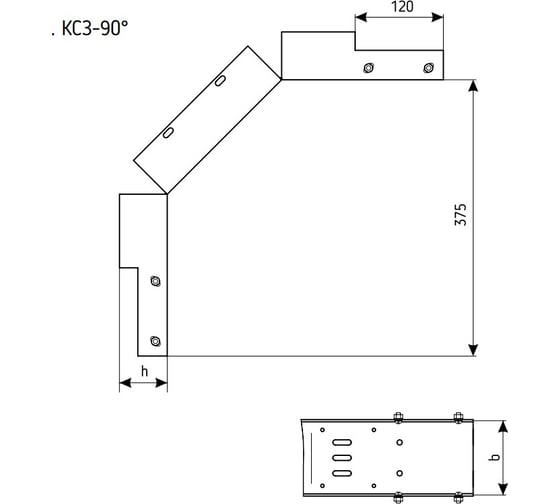 Лоток замковый перфорированный АО "КЗЭМИ" КСЗ 300x60-90 УХЛ1 для поворота трассы вниз на 90, горячее цинкование, S1,5 П0000024668