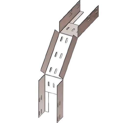Лоток перфорированный АО "КЗЭМИ" КС 75x50-90 УТ1,5 для поворота трассы вниз на 90, оцинкованный лист S1,5 П0000006165 1