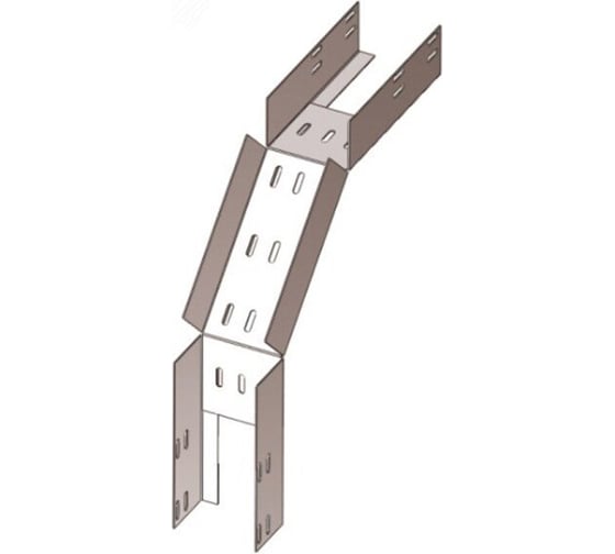 Лоток перфорированный АО "КЗЭМИ" КС 250x150-90 УТ1,5 для поворота трассы вниз на 90, оцинкованный лист, S1,5 П0000001946 1