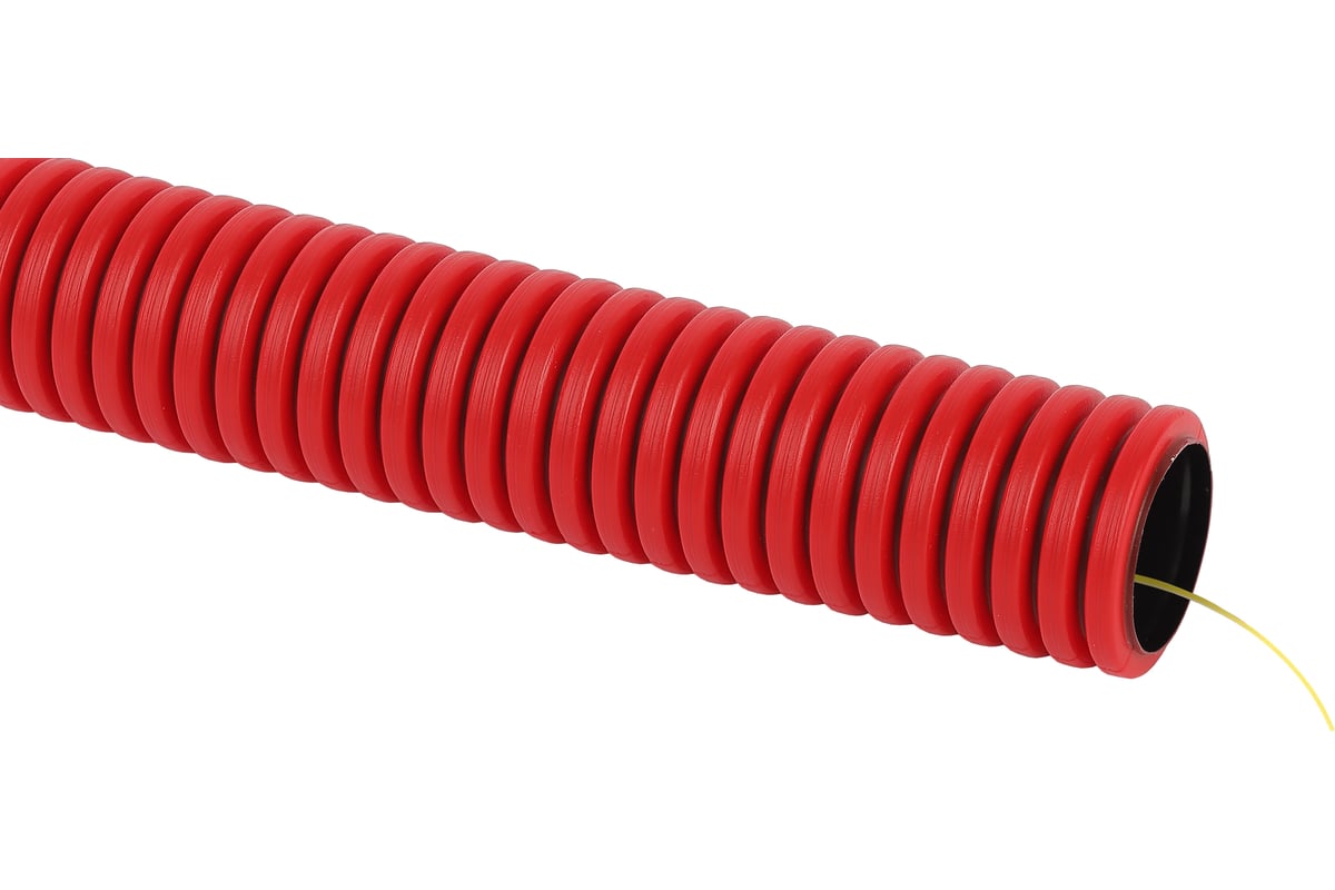 Гофрированная двустенная труба с зондом ЭРА ПНД, красная, d=75мм, 50м ...