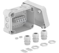 Распределительная коробка OBO Bettermann X06, IP 67, 151x167x87 мм, с клеммой и 3-я кабельными вводами V-TEC 2005226