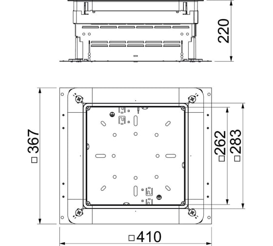 Монтажное основание OBO Bettermann UZD250-3 (толщина пола h=165-220 мм) 410x367x165 мм (сталь) 7410052