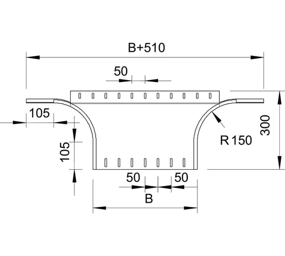 Секция Т/Х-образная для листовых лотков OBO Bettermann RAA 140 FT, h=110 мм, B=400 мм, сталь, горячий цинк 7123396