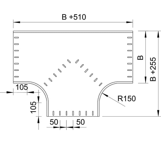 Секция Т-образная для листовых лотков OBO Bettermann RT 640 FT, h=60 мм, B=400 мм, сталь, горячий цинк 7117396