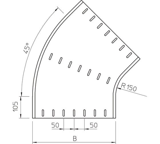 Секция угловая для листовых лотков OBO Bettermann 45 RB 45 140 FT, h=110 мм, B=400 мм, сталь, горячий цинк 7068409