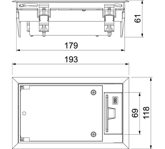 Лючок OBO Bettermann GES2U (универсальный) для 3 розеток Modul45 (для 1xUT3 арт. 7408723) полиамид, черный 7405120
