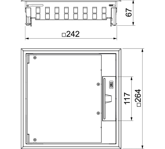 Лючок OBO Bettermann GES9-3B U (универсальный) для 12 розеток Modul45 (для 3xUT4 арт. 7408727) PC/ABS, серый 7405077