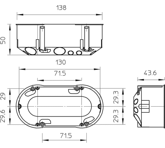Монтажная коробка для полых стен двойная OBO Bettermann HG 60 2 / 138x68x50 мм (10 шт/уп) 2003422