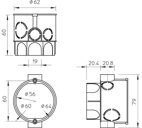 Монтажная коробка OBO Bettermann O60 мм / H60 мм 2003019