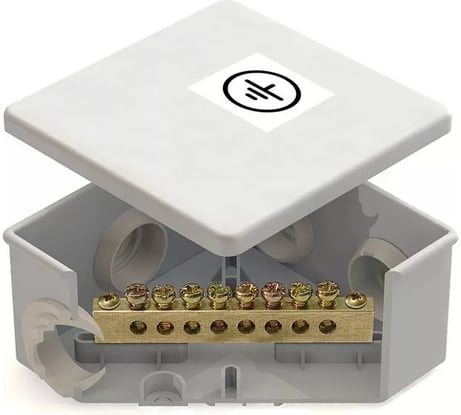 Коробка уравнивания потенциалов Greenel 85х85х40мм с шиной, СЕРЫЙ GE41360