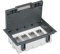 Люк в пол Simon, на 4 S-модуля, 8 модулей К45, глубина 90-120мм, фальшпол, серый SF410-1