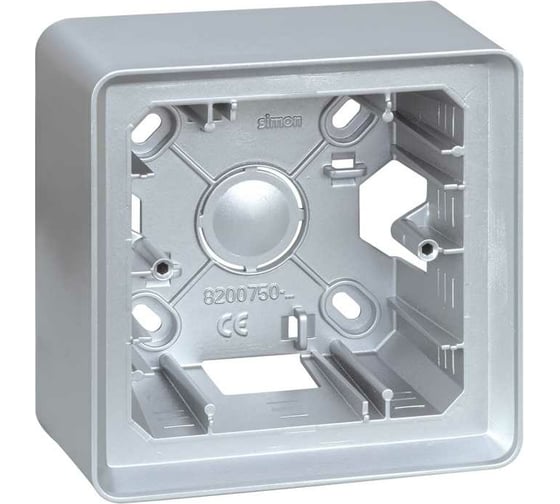 Монтажная коробка для накладного монтажа Simon, 1 пост, S82 Detail, алюминий 8200750-093