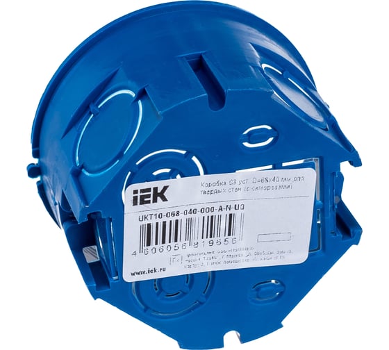 Установочная коробка IEK С3 D=68х40мм для твердых стен, с саморезами, оптовая упаковка UKT10-068-040-000-A-N-UO