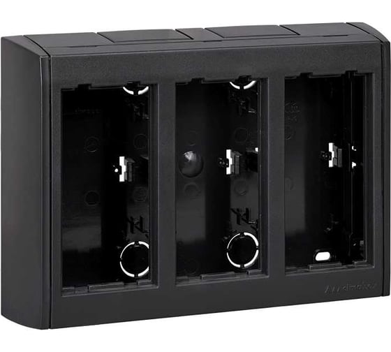 Настенный блок Simon на 3 S-модуля Сима Про, поверхностный монтаж, графит SBC300-14 1