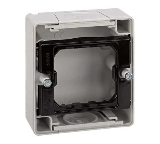 Основание под 1-местную рамку Simon, IP55, открытый монтаж, 75х84х33мм, S44 Aqua, серый 4400751-035 1