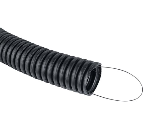 Гофрированная труба EKF, ПНД Plast с зондом d32мм черная PROxima tpnd-32-25m