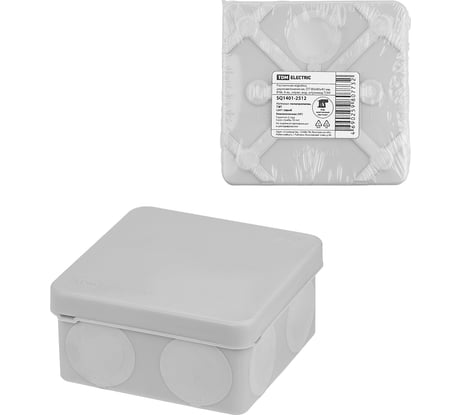 Коробка распределительная TDM ELECTRIC двухкомпонентная, ОП 80х80х40 мм, IP66, 8 входов, серая SQ1401-2512