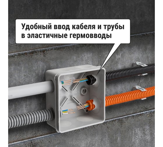 Коробка распределительная TDM ELECTRIC двухкомпонентная, ОП 80х80х40 мм, IP66, 8 входов, серая SQ1401-2512
