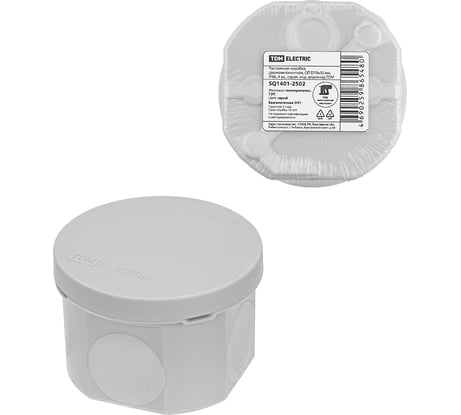 Распаячная коробка TDM ELECTRIC двухкомпонентная, ОП D70х50 мм, IP66, 4 вх., серая, (1 шт) TDM SQ1401-2502
