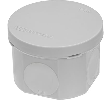 Распаячная коробка TDM ELECTRIC двухкомпонентная, ОП D70х50 мм, IP66, 4 вх., серая, (1 шт) TDM SQ1401-2502