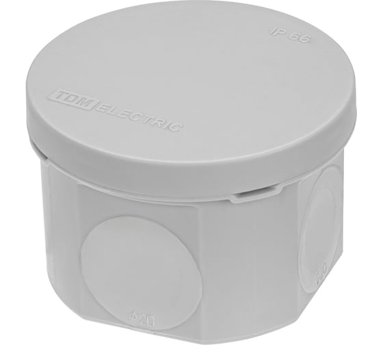Распаячная коробка TDM ELECTRIC двухкомпонентная, ОП D70х50 мм, IP66, 4 вх., серая, (1 шт) TDM SQ1401-2502