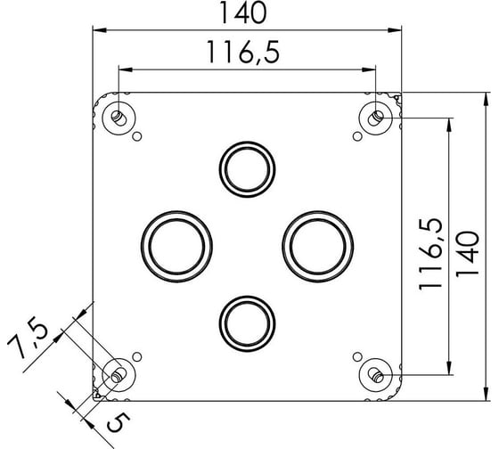 Распаечная коробка Wiska черная, IP66/67,140х140х82 1010/5/BK