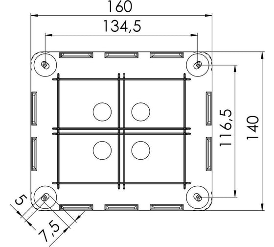 Распаечная коробка Wiska серая, IP66/67,160х140х81 1210/leer