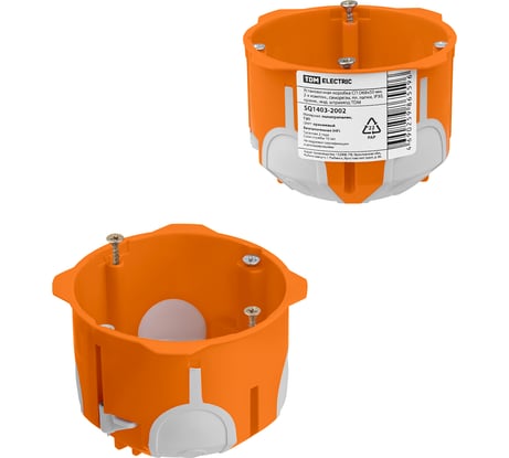 Коробка распределительная TDM ELECTRIC D68х50 мм, 2-х компон., саморезы, плоские лапки, IP30, оранжевая SQ1403-2002