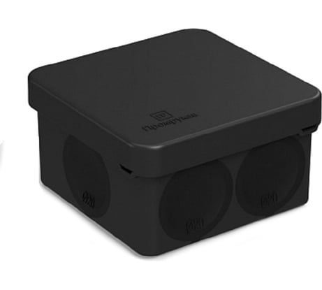 Распределительная двухкомпонентная коробка Промрукав для прямого монтажа безгалогенная HF черная 70х70х40 60-0200-9005