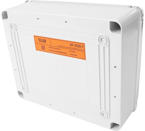 Распределительная коробка KLR KP-2520-T без отверстий с прозрачной крышкой IP67, 250x200x90мм 0212520