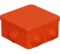Коробка Экопласт JBS080 огн. E110, о/п 85x85x50мм, без галогена, 6 вых., IP44, 4P, (0,15-2,5 мм²), цвет оранж. 43011HF