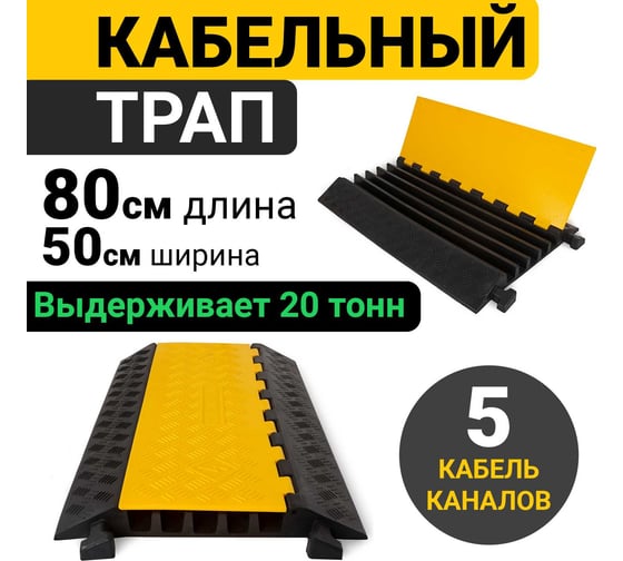 Кабельный трап ООО ОПТИМА СЕРВИС 80х50 см на 5 каналов по 30x35 мм кабель-канал резиновый 00-00027310
