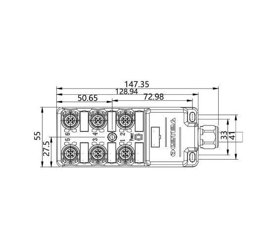 Распределительная коробка VELLEDQ M12-A3-6K5P-3.0PVC/GY 08-00034376