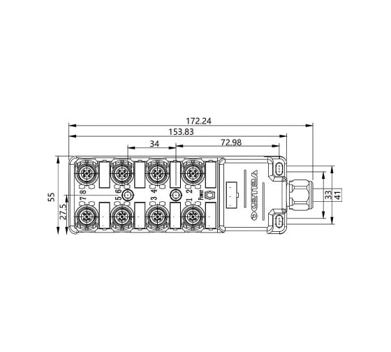 Распределительная коробка VELLEDQ M12-A3-8K5N-3.0PUR/GY 08-00024809