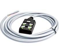 Распределительная коробка VELLEDQ M8-A3-4K3-3.0PVC/GY разъем М8, портов 4,сигнал универсальный, кабель ПВХ серый 3м, 08-00034535