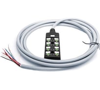 Распределительная коробка, разъем М8, портов 8, сигнал универсальный, кабель ПВХ серый 3м VELLEDQ M8-A3-8K3-3.0PVC/GY 08-00034564