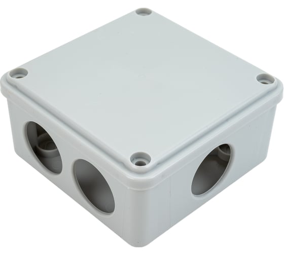Распаечная коробка IEK КМ для открытой проводки, 100x100x45мм, IP44, 6 вводов, RAL UKO11-100-100-045-K41-44