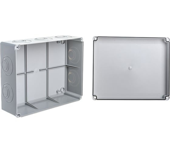 Распаечная коробка IEK КМ41272 для открытой проводки, 240x195x90мм, IP55, RAL 7035, кабельные вводы UKO10-240-195-090-K41-55
