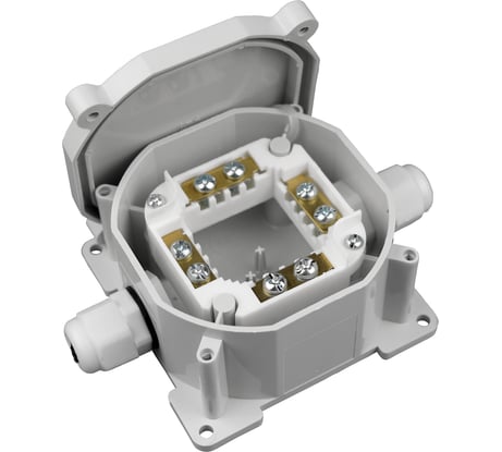 Монтажная коробка Bylectrica с клеммными колодками при открытой разводке 2 ввода IP67 диаметр 75,7, высота 44,5 мм, КМ-238