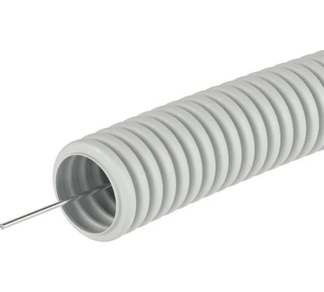 Гофротруба ЭлектроИзоляция d 20 ПВХ серая с протяжкой ЭИ (100) 300006