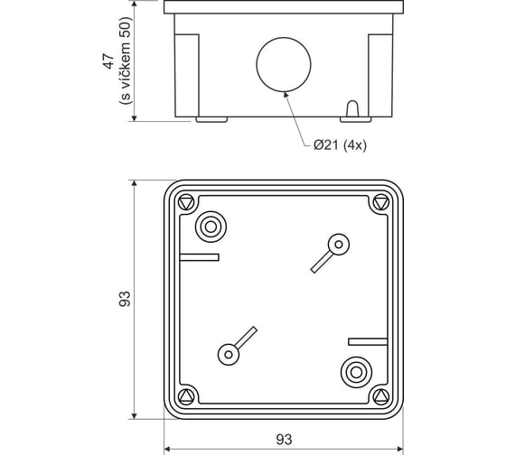 Распределительная коробка KOPOS 8101 KA для открытой проводки 90x90x50мм IP54 8101_KA