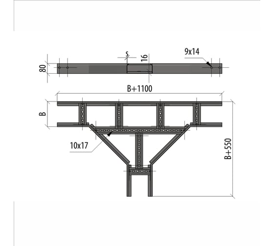 Т-отвод лестничный Система КМ 80x300x1,2 мм HD85 N LTD80-300-1.2 HD85 N